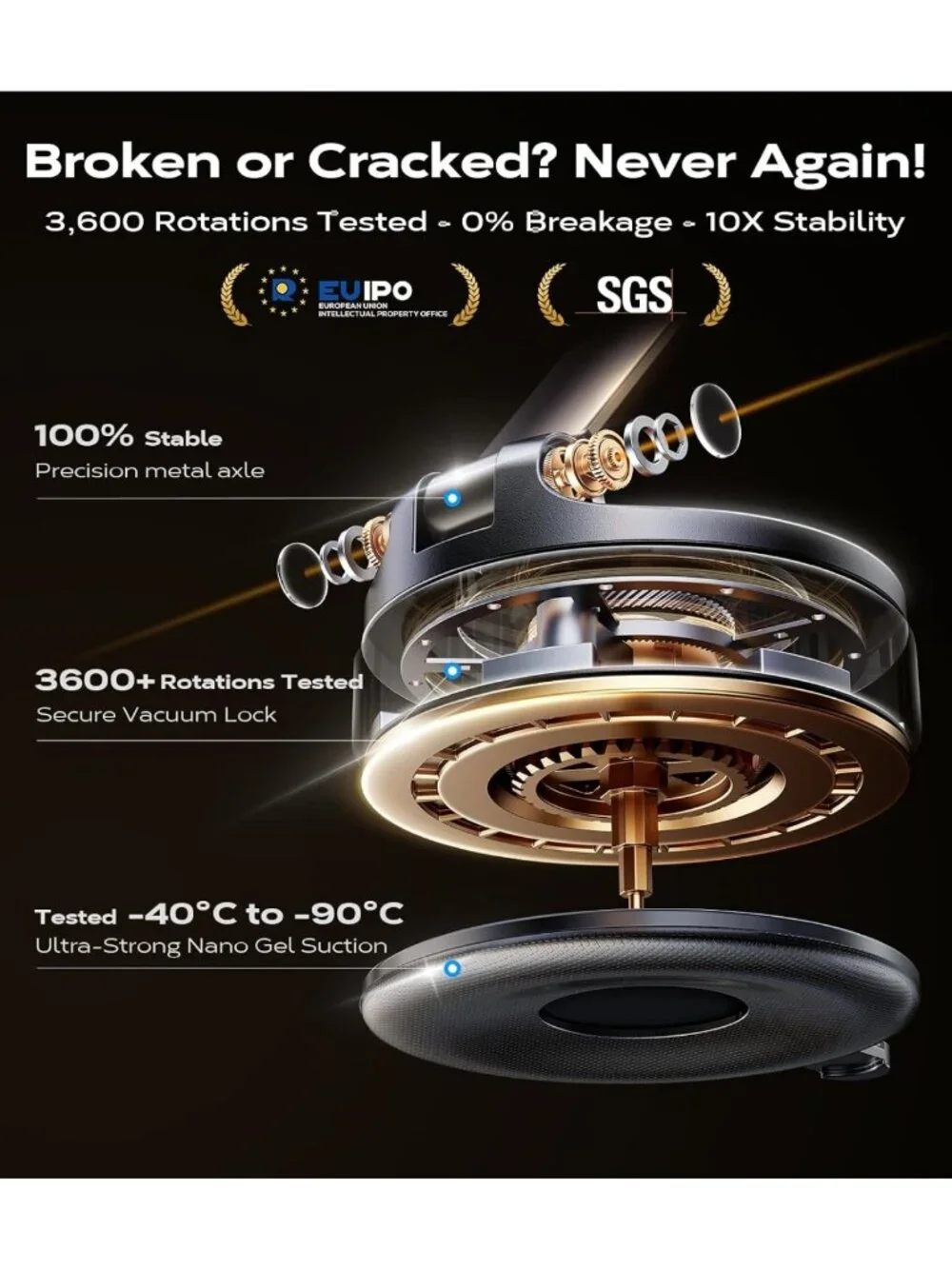 2026 Upgraded Magnetic Car Phone Holder - 360° Adjustable, Strong Suction for